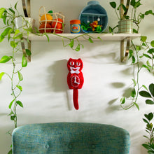 Load image into Gallery viewer, Red Felt Cat Clock