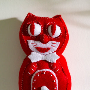 Red Felt Cat Clock