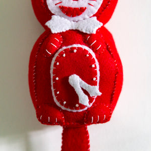 Red Felt Cat Clock