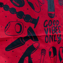 Load image into Gallery viewer, Good Vibes Only Bandana Red + Black